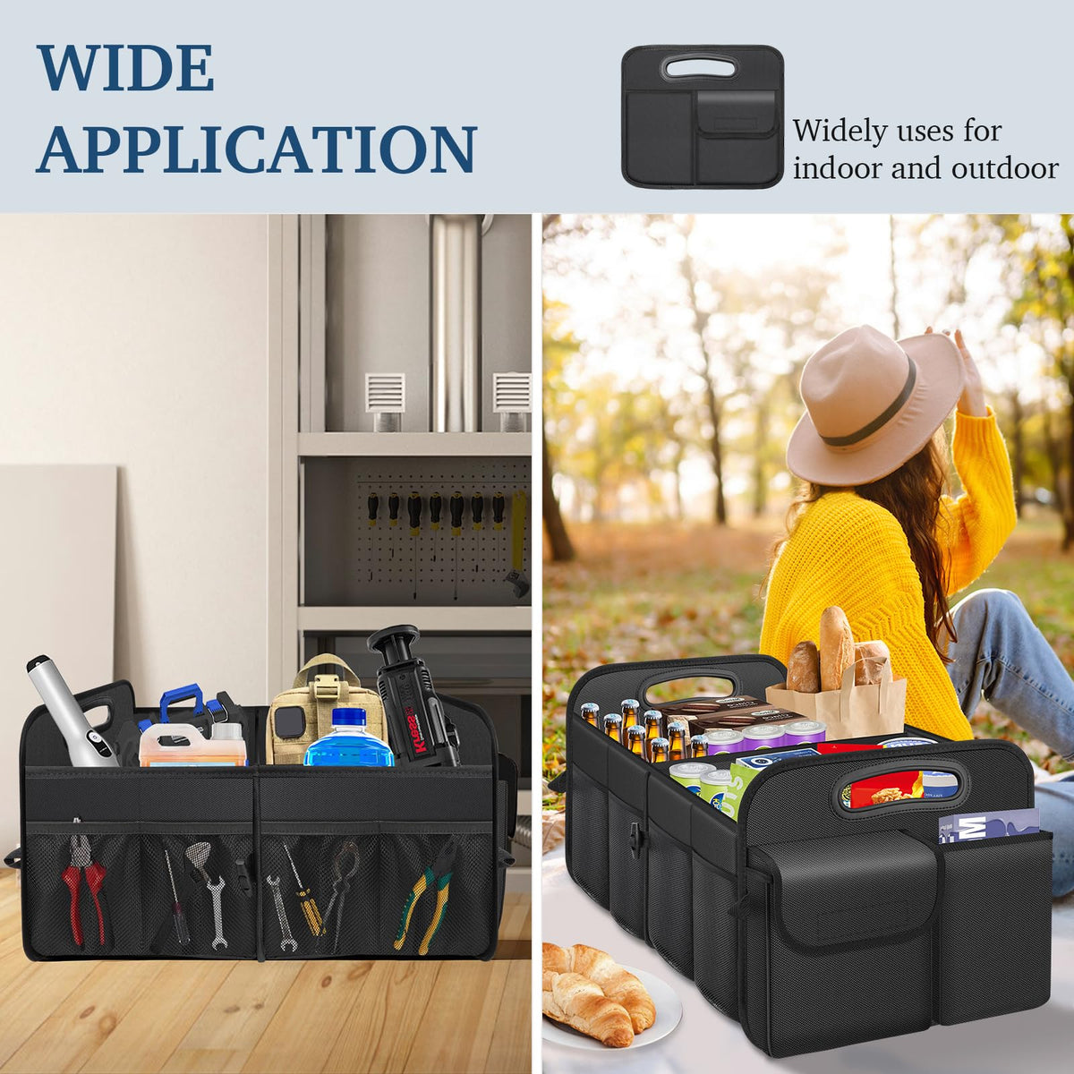 Femuar Car Trunk Organizer Waterproof Black